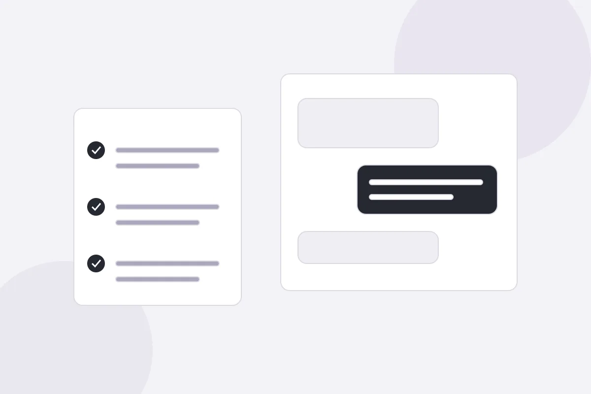 Illustration of a project evaluation checklist and a discovery conversation